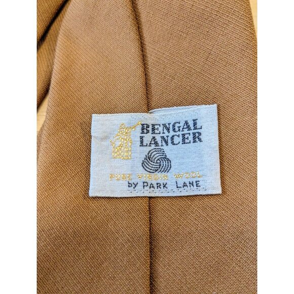 Vintage Park Lane Bengal Lancer Pure Virgin Wool Neck Tie Gold Tan - Picture 3 of 3